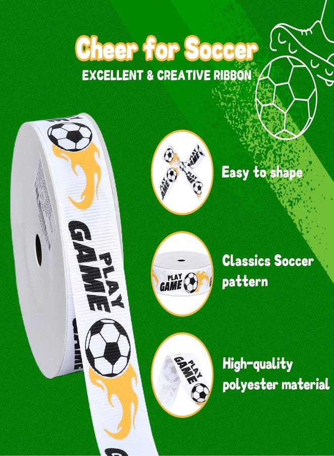 Ribest Soccer Ball Ribbon, 7/8 Inch Grosgrain Sports Ribbon for Crafts Hair Bows Gift Wrapping Team Decor Party Decorations, White/Black/Gold, 10 Yards - Image 2
